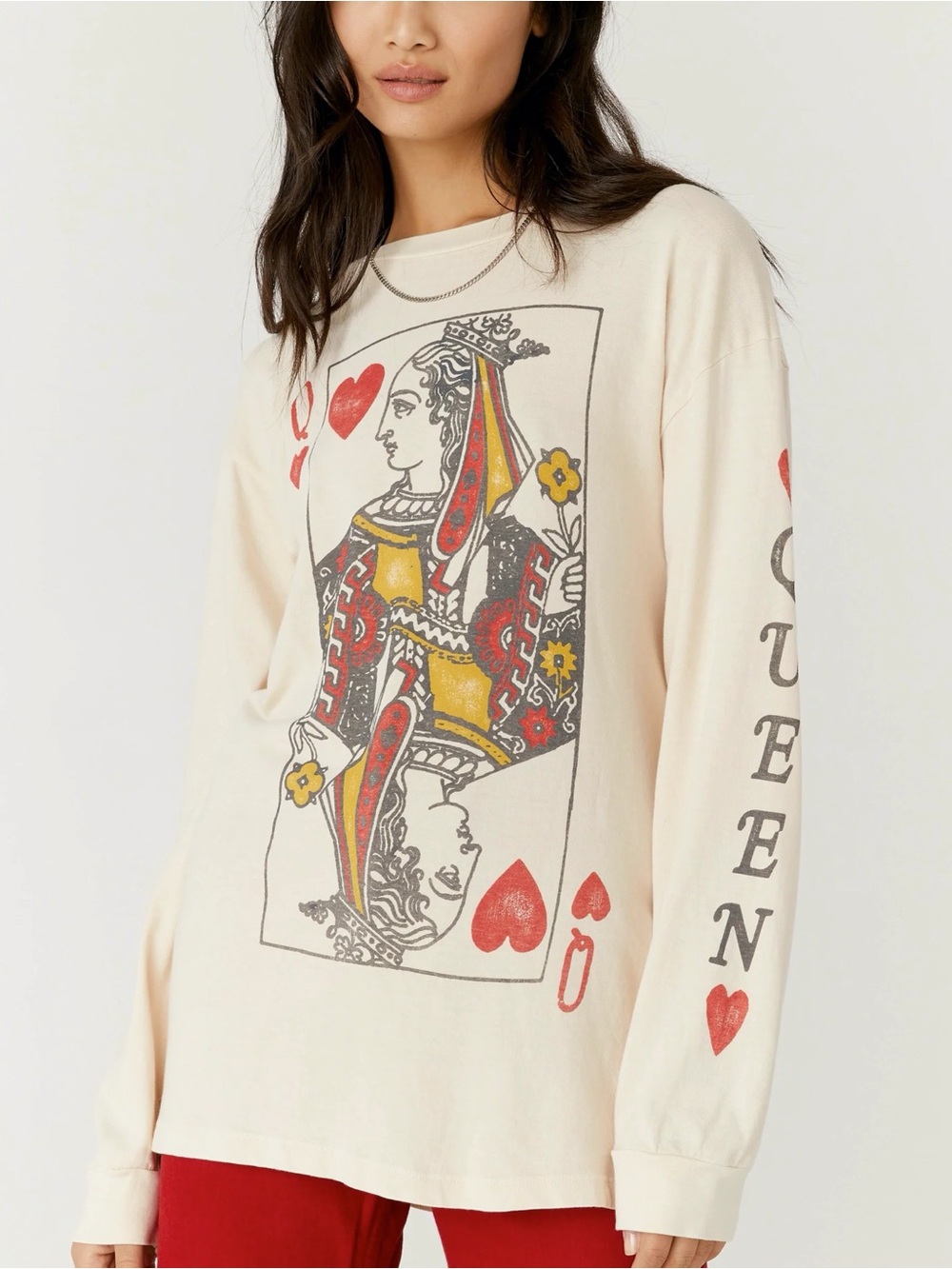Free People x Daydreamer Queen of Hearts Graphic Long Sleeve Tee